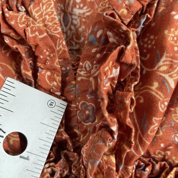 House of Harlow 1960 Dress Womens XS Floral Ruffle Smocked Long Sleeve Boho - Picture 4 of 10